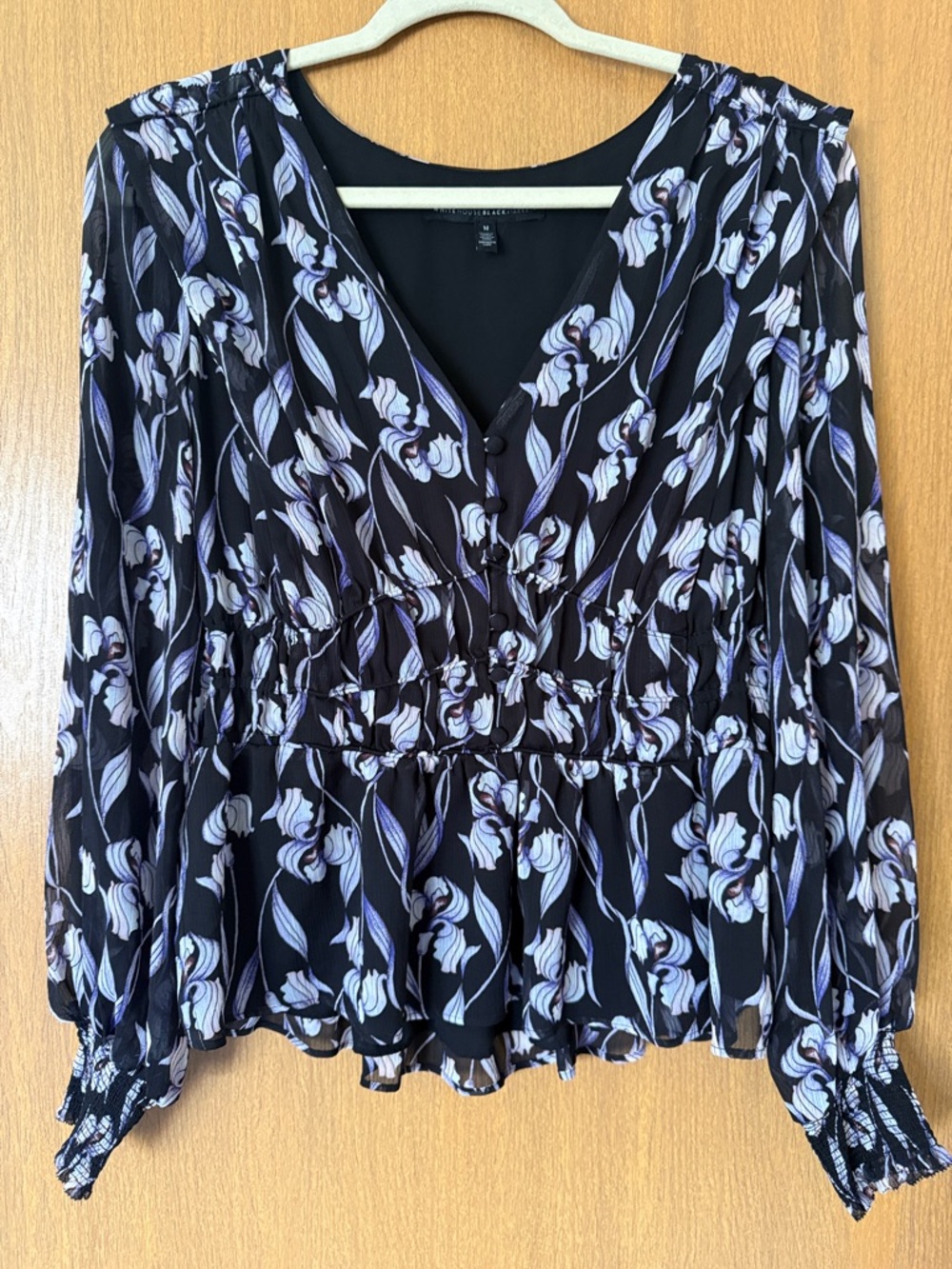 White House Black Market Lilac Floral Peplum Blouse – Size Medium